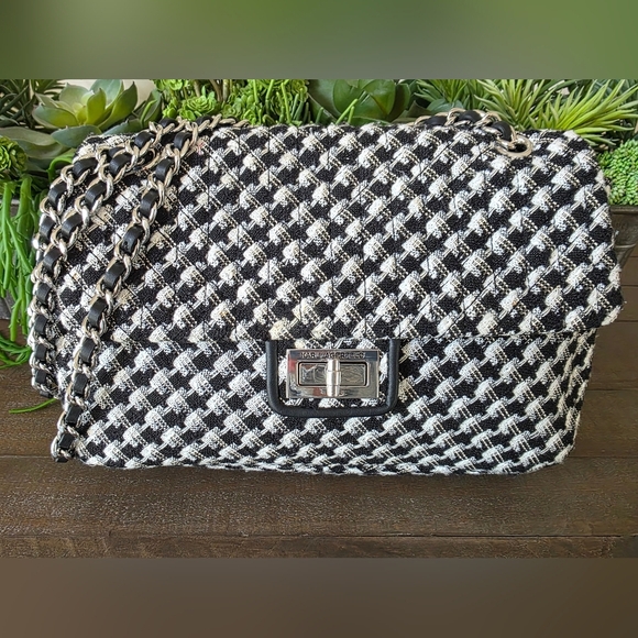 Karl Lagerfeld Tweed Houndstooth Shoulder/Crossbody Bag - Picture 14 of 14